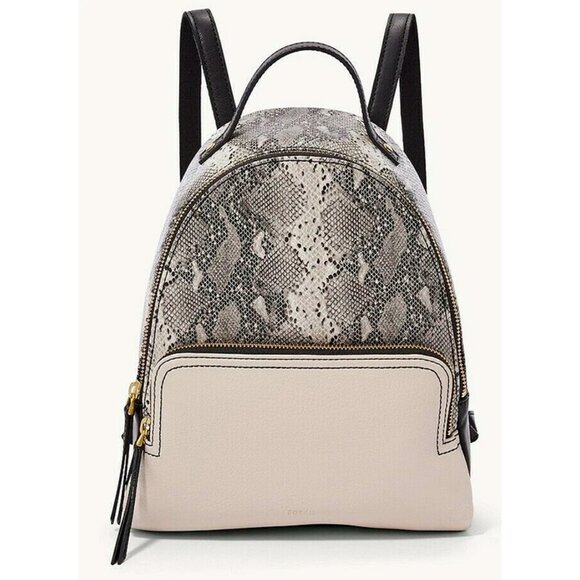 S Fossil Felicity Backpack Python Snake Print White Black Gray SHB2317874 NWT